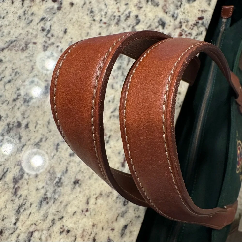 Polo by Ralph Lauren Green Canvas Tote with Brown Leather Trim - Picture 9 of 11